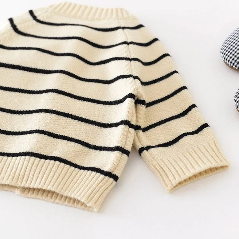 Bear Stripe Baby Knitted Cardigan