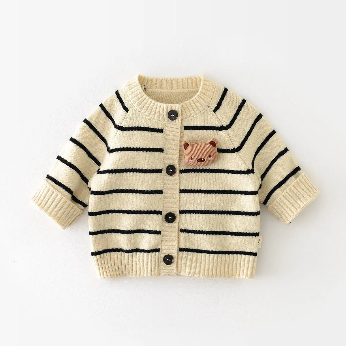 Bear Stripe Baby Knitted Cardigan