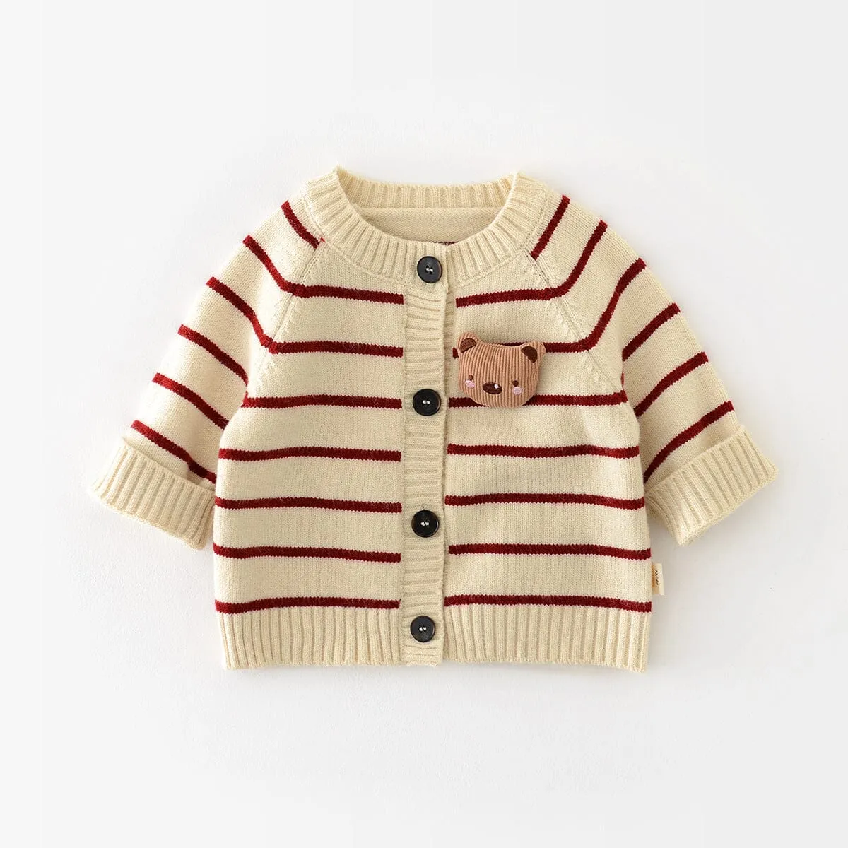 Bear Stripe Baby Knitted Cardigan