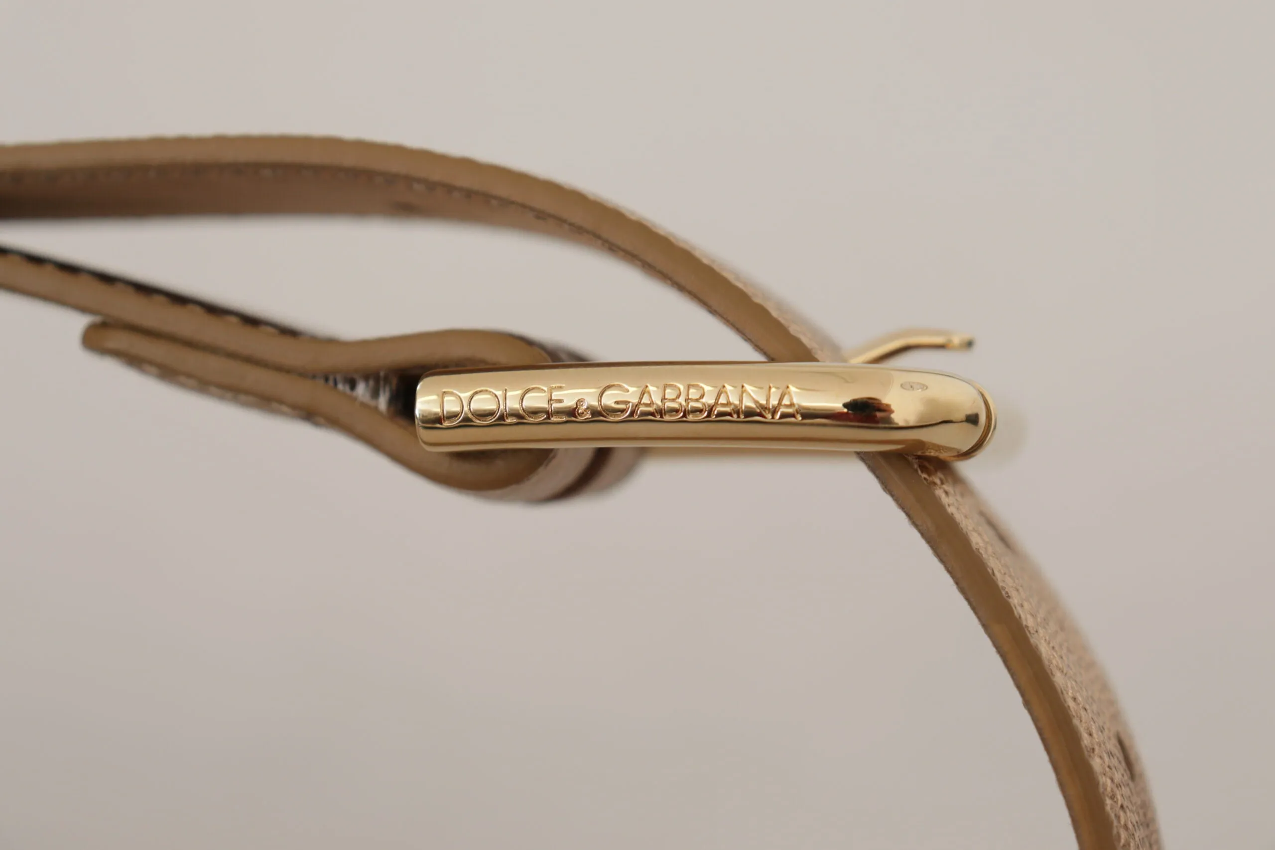 Chic Rose Gold Leather Belt with Logo Buckle