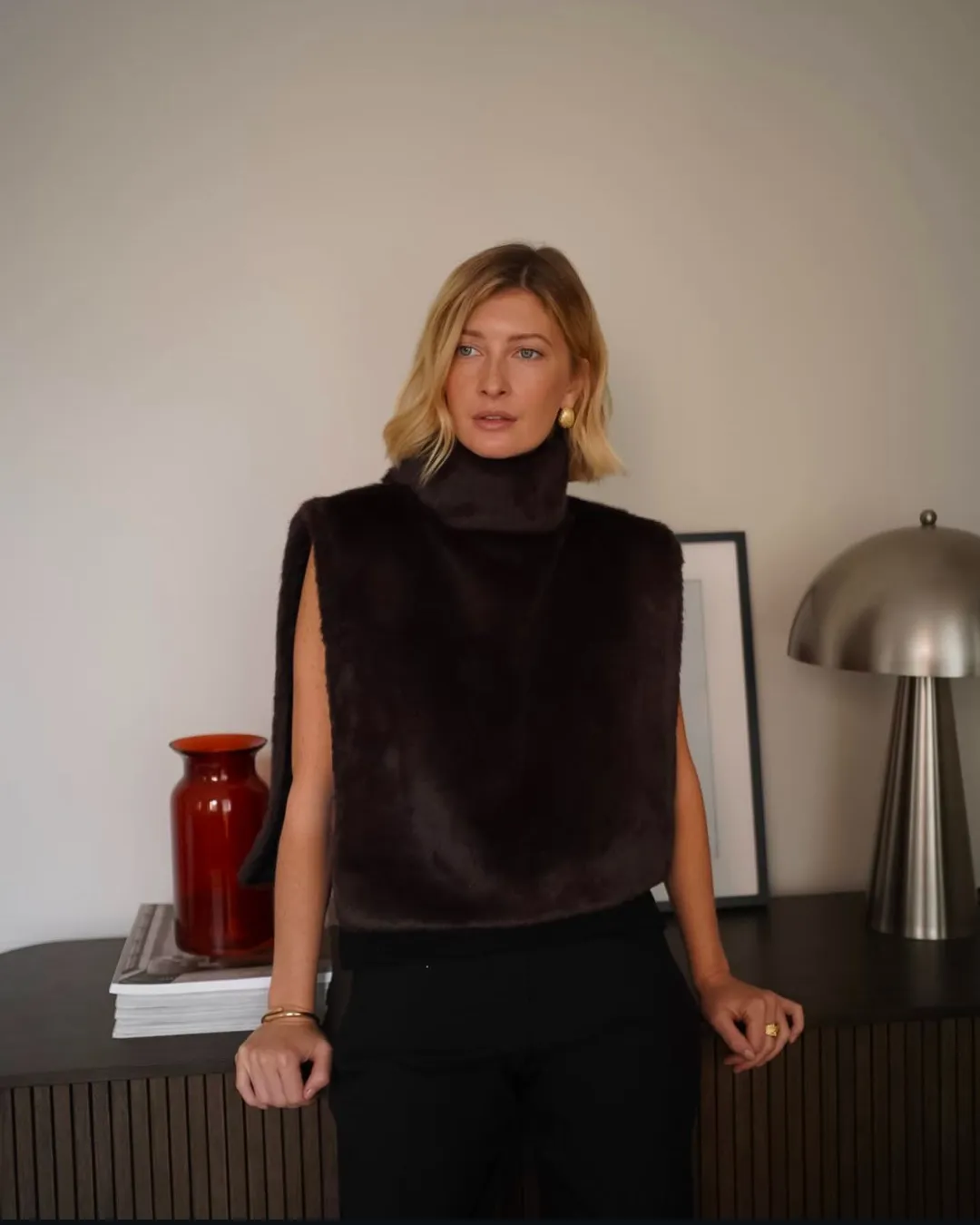 Ferryhill imitatie bont Turtleneck Vest  Luxe Bodywarmer Dames