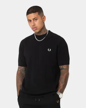 Fred Perry Chest Striped Knitted T-Shirt Black