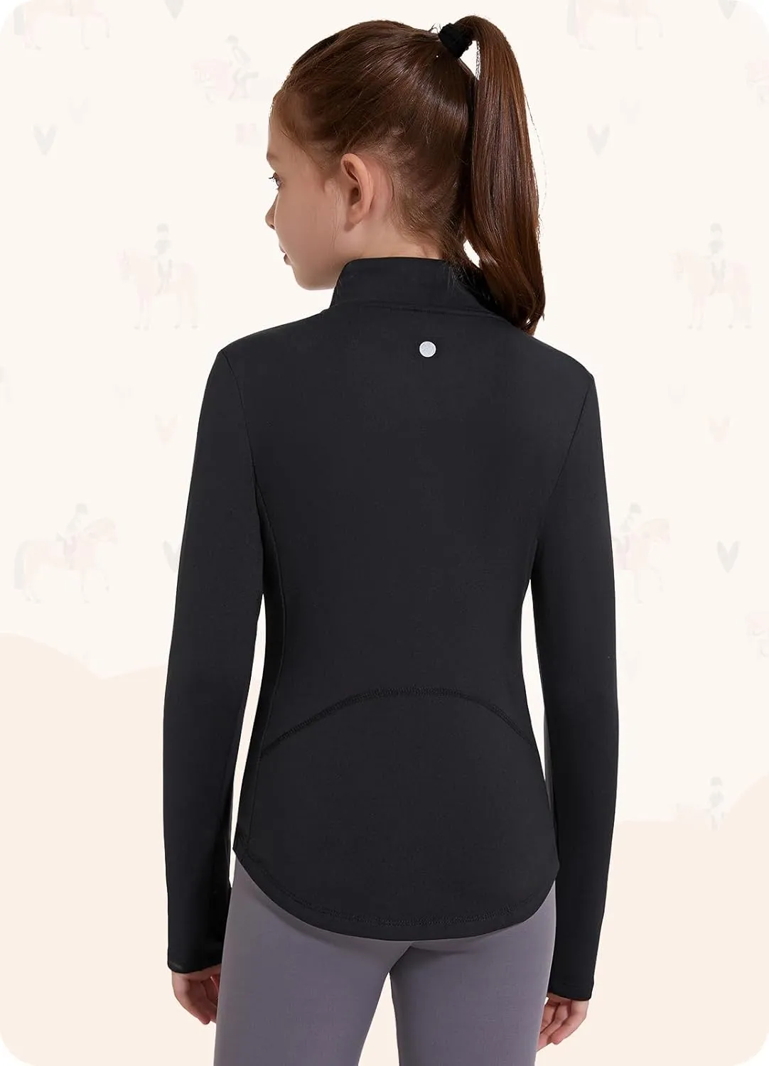 Girls Fleece Long Sleeve Shirts Half Zip Water Resistant Fall Jacket Athletic Horse Riding Sweatshirts w Pockets