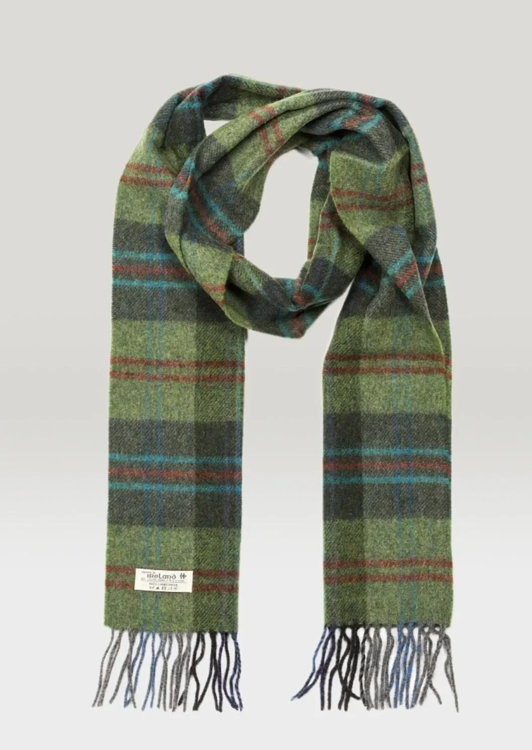 John Hanly Lambswool Scarf | Green Check