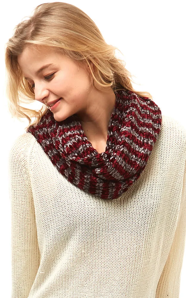 LOF766 Striped Chenille Infinity Scarf