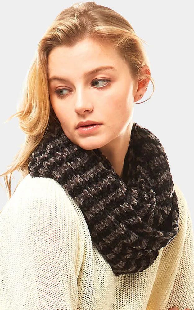 LOF766 Striped Chenille Infinity Scarf