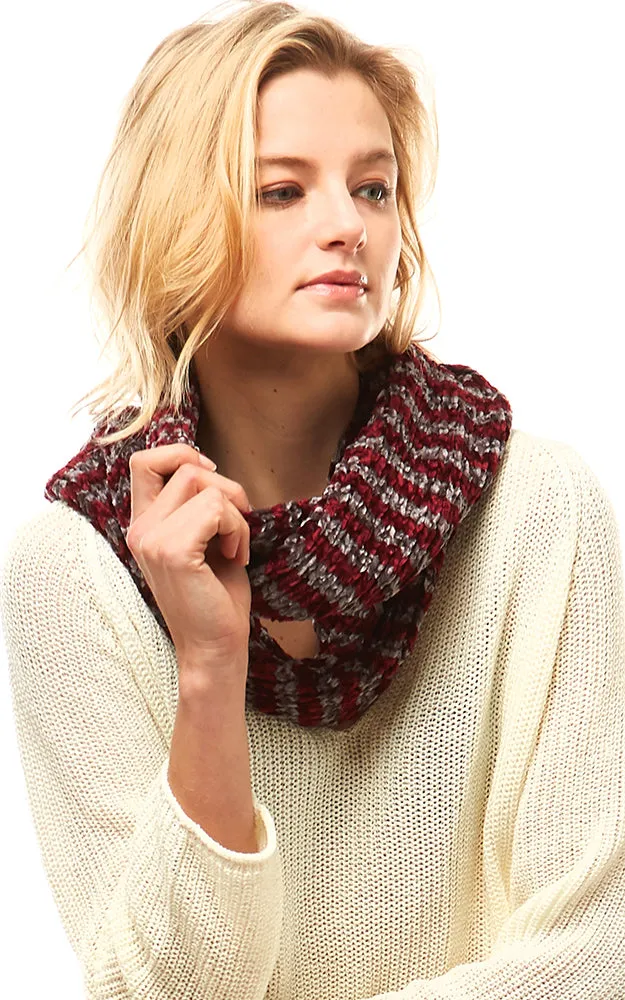 LOF766 Striped Chenille Infinity Scarf