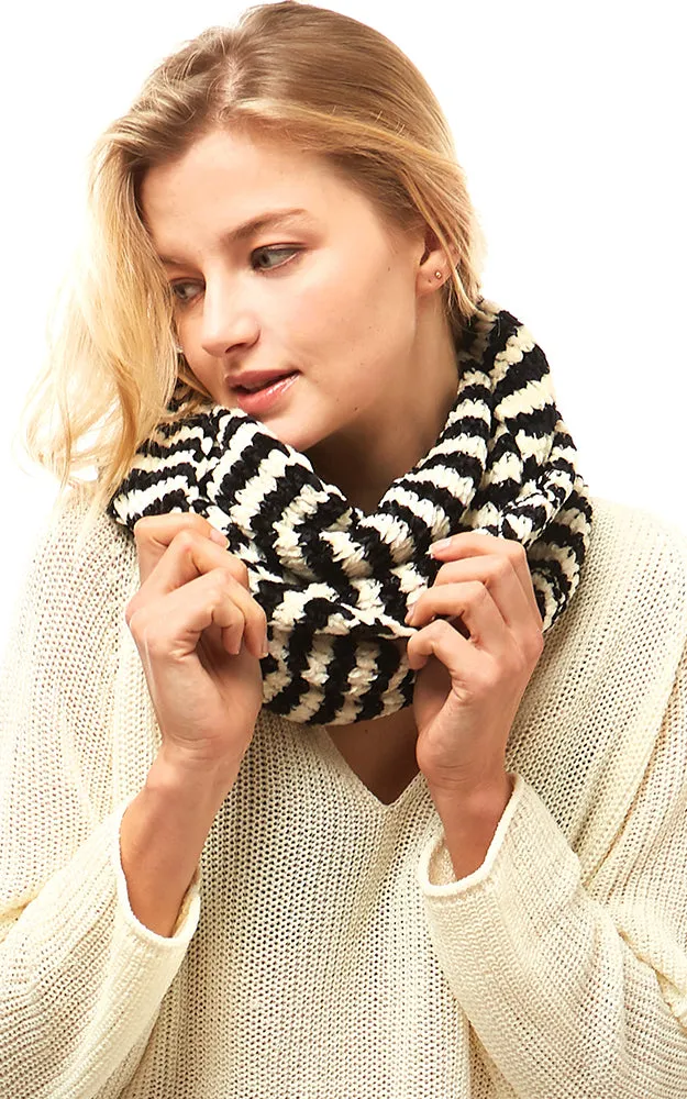 LOF766 Striped Chenille Infinity Scarf