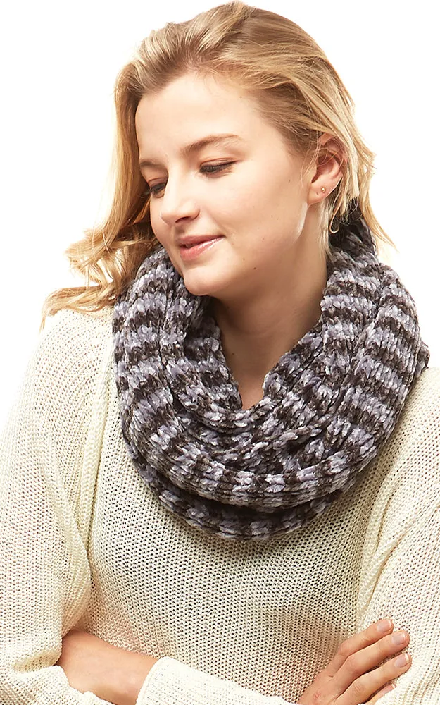 LOF766 Striped Chenille Infinity Scarf