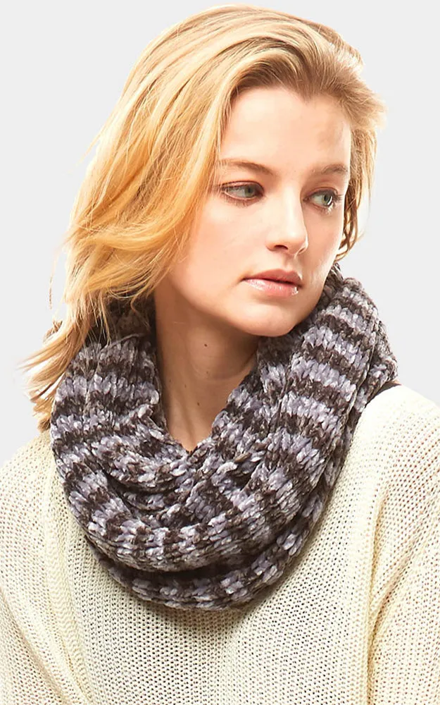 LOF766 Striped Chenille Infinity Scarf