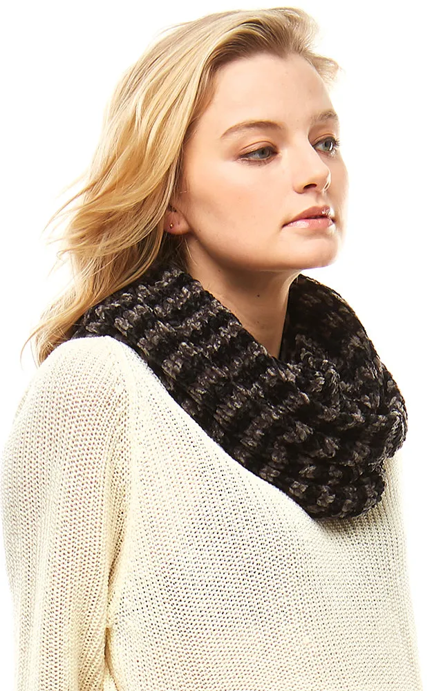 LOF766 Striped Chenille Infinity Scarf