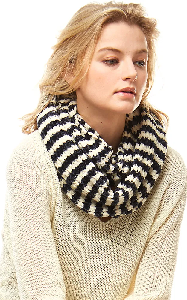 LOF766 Striped Chenille Infinity Scarf