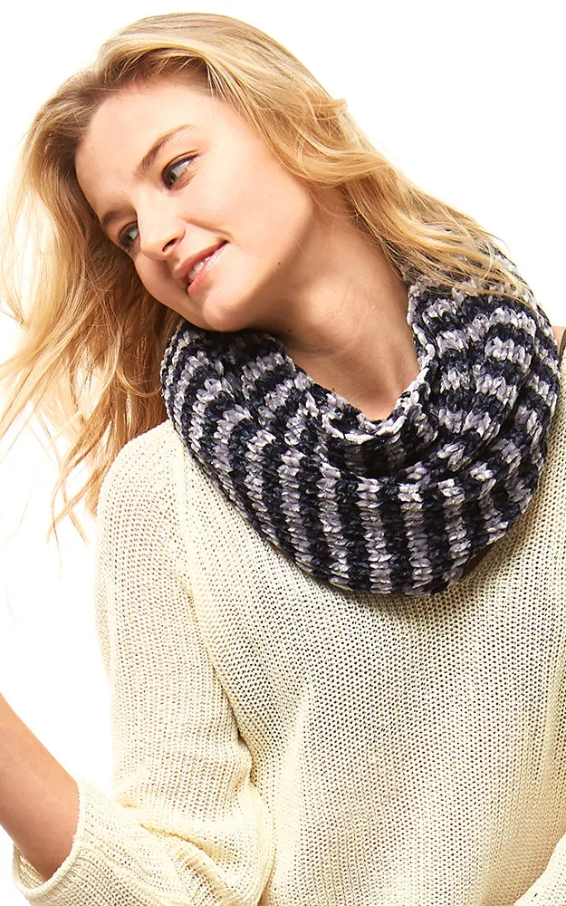 LOF766 Striped Chenille Infinity Scarf