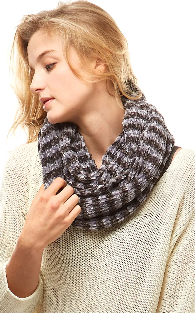LOF766 Striped Chenille Infinity Scarf