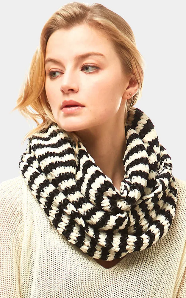 LOF766 Striped Chenille Infinity Scarf