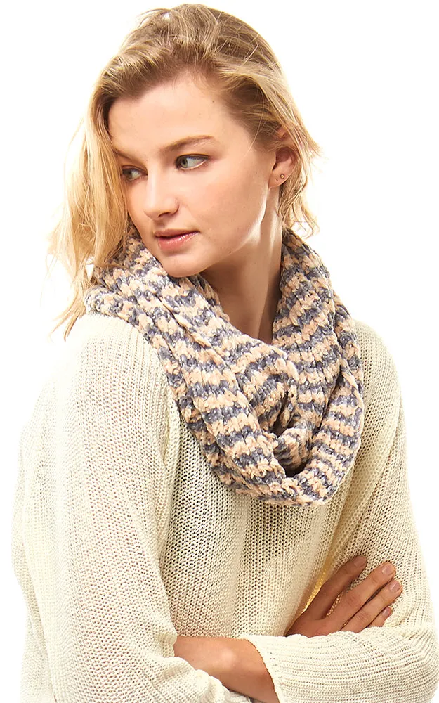 LOF766 Striped Chenille Infinity Scarf