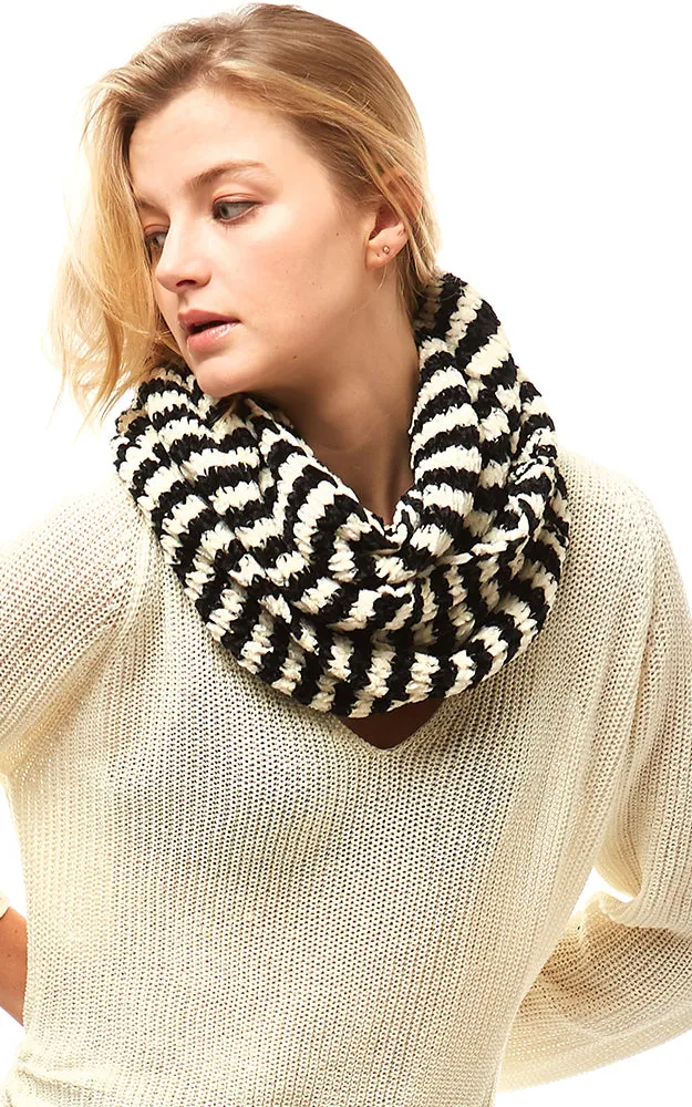 LOF766 Striped Chenille Infinity Scarf