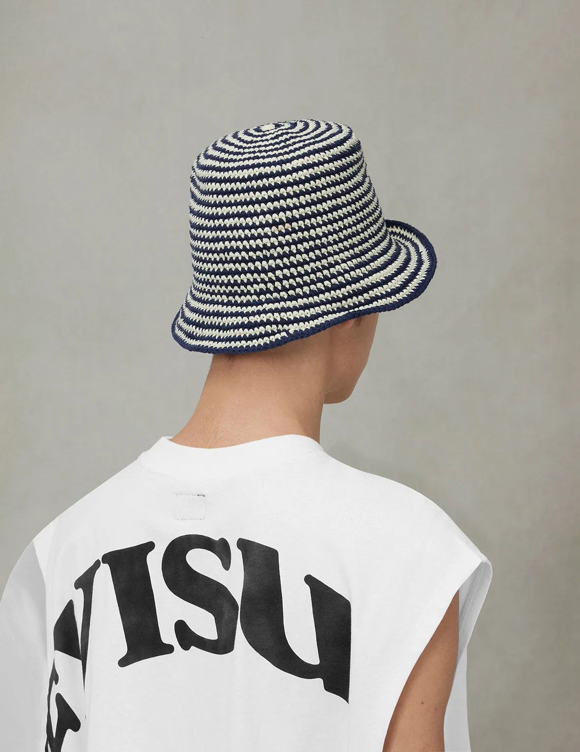 Logo Embroidery Striped Knitted Bucket Hat