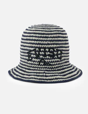 Logo Embroidery Striped Knitted Bucket Hat