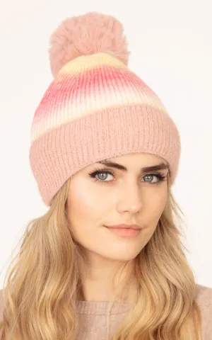MH0042 TIE DYE FLEECE POMPOM BEANIE HATS