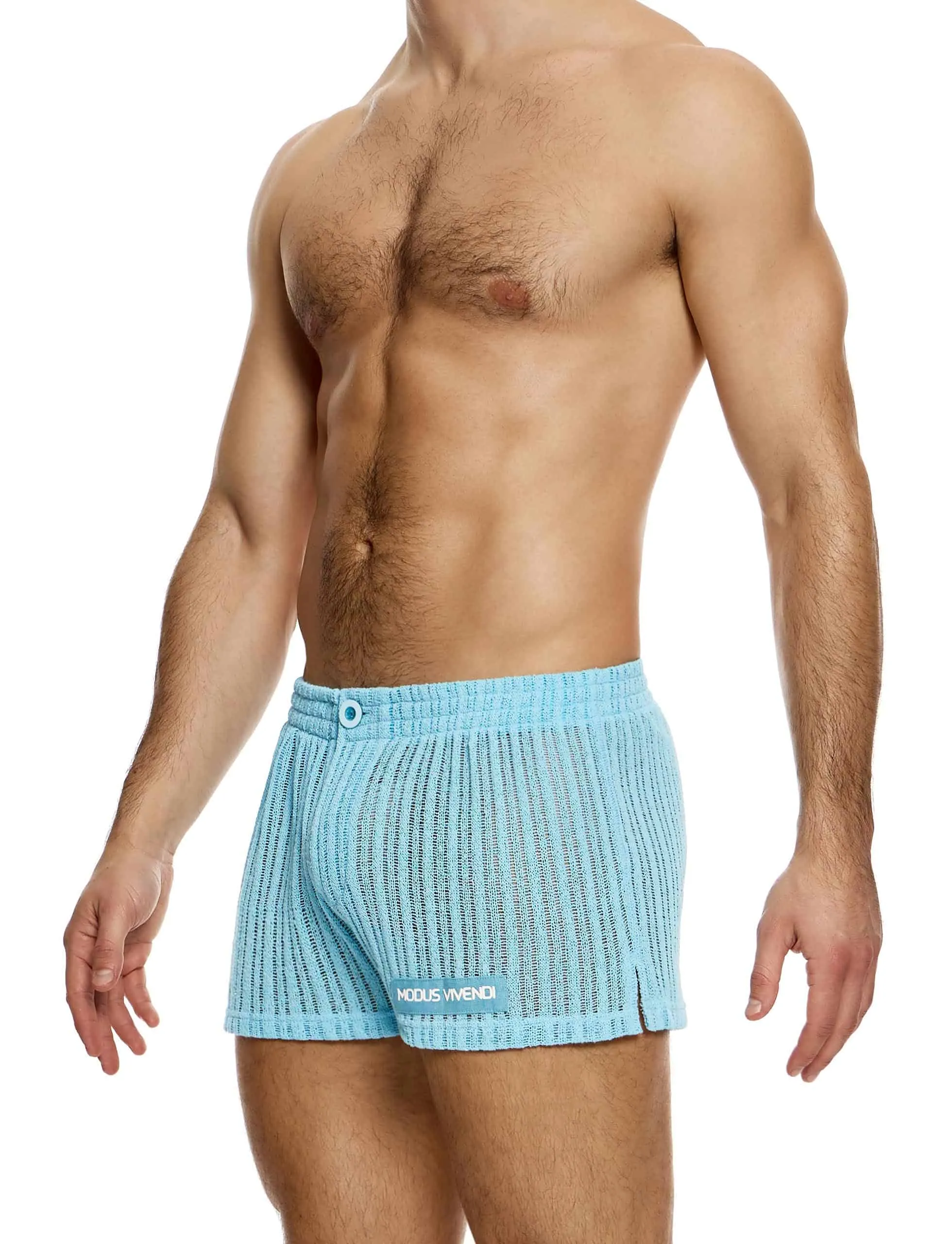 Modus Vivendi Striped Crochet Boxer Shorts Blue