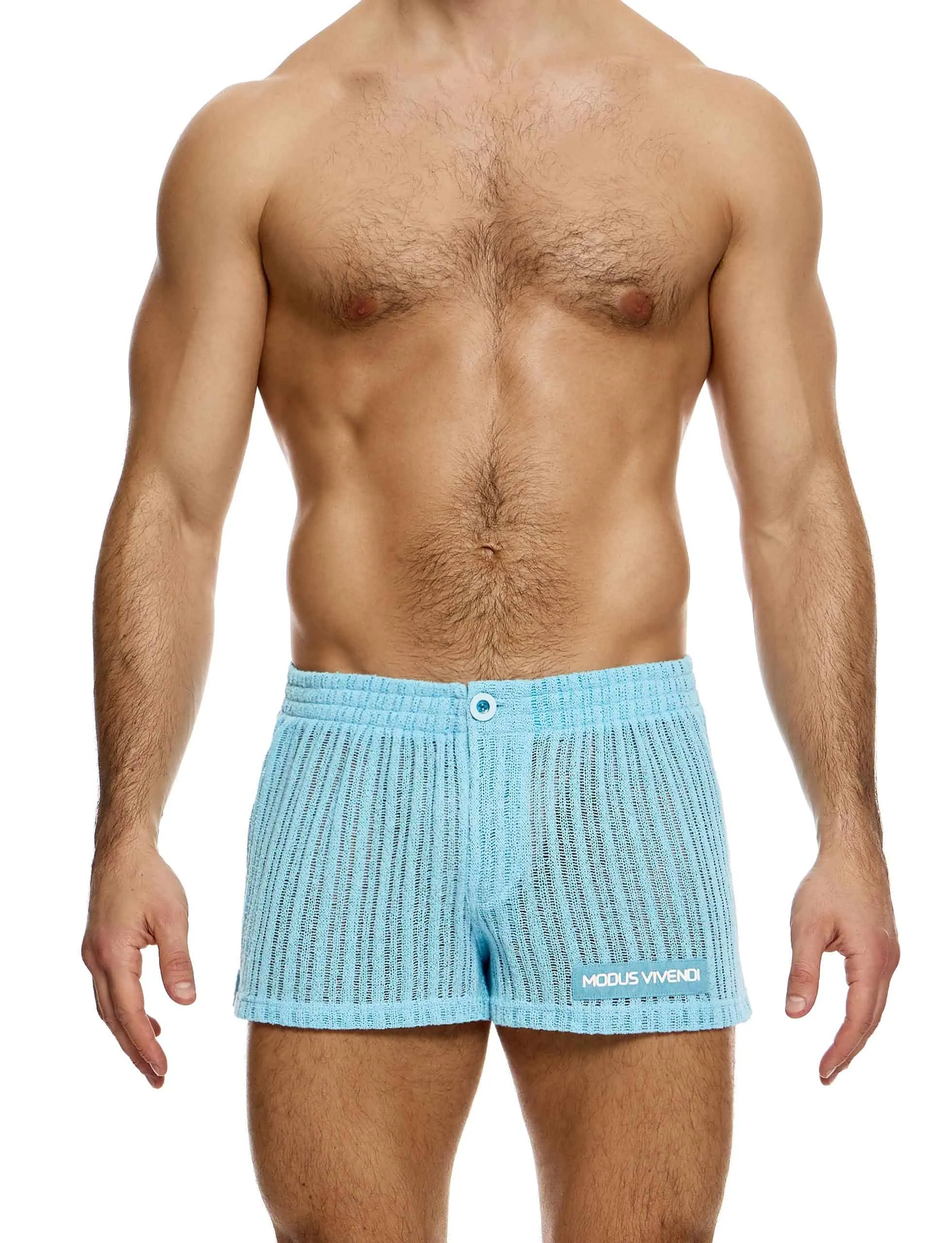 Modus Vivendi Striped Crochet Boxer Shorts Blue