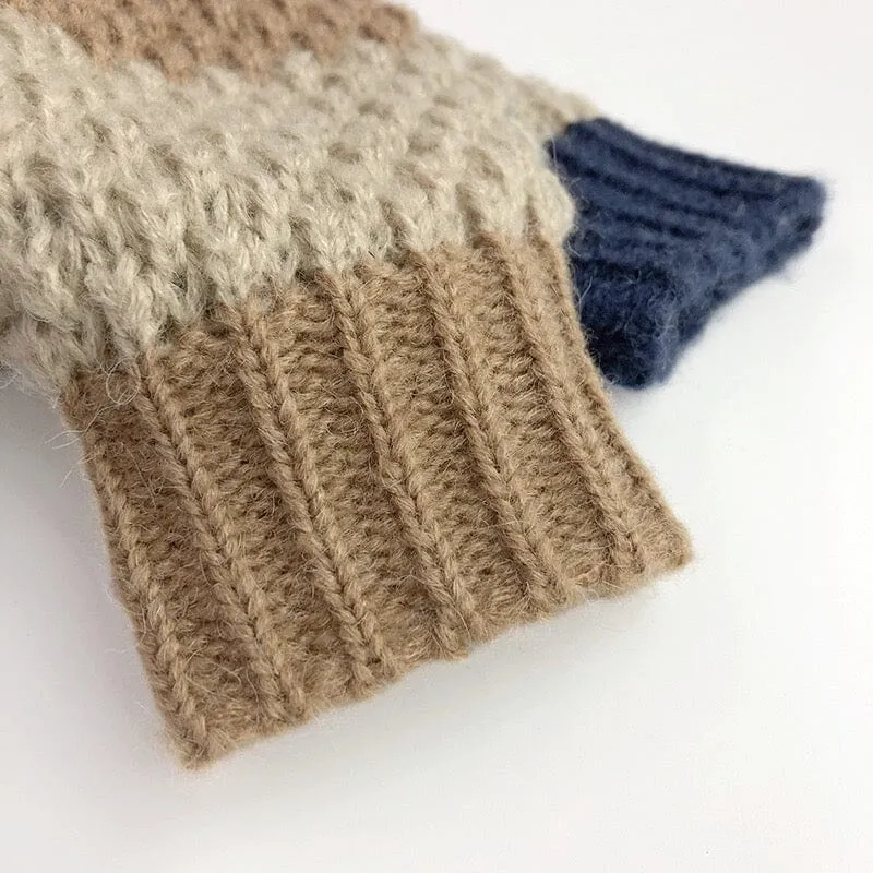 Wide-Striped Mohair Knitted Cardigan