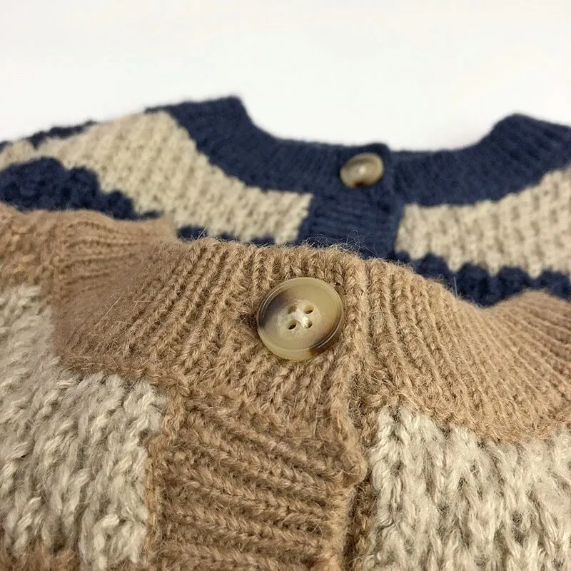Wide-Striped Mohair Knitted Cardigan