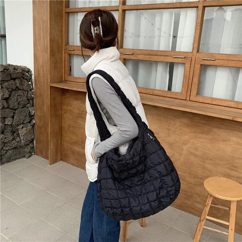 Winter Fashion Women's Big Shoulder Bag Large Capacity Ladies Retro Plaid Messenger Bags Female Girls Soft Casual Tote Handbags