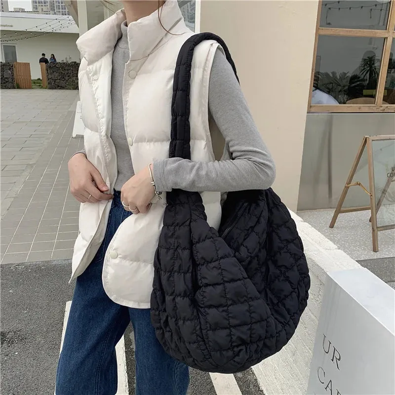 Winter Fashion Women's Big Shoulder Bag Large Capacity Ladies Retro Plaid Messenger Bags Female Girls Soft Casual Tote Handbags