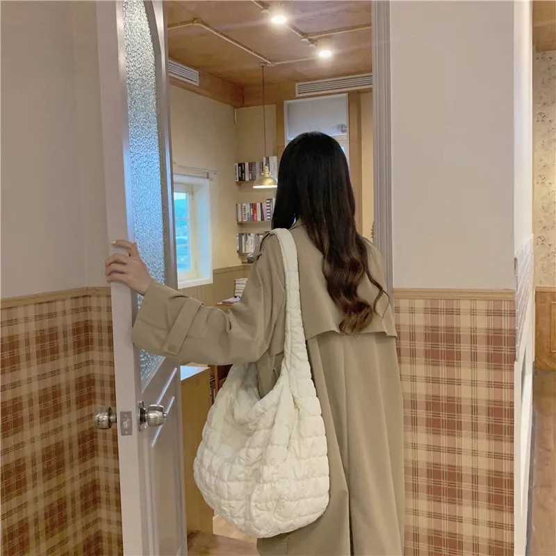 Winter Fashion Women's Big Shoulder Bag Large Capacity Ladies Retro Plaid Messenger Bags Female Girls Soft Casual Tote Handbags