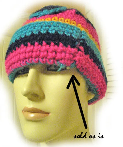 Women FUCHSIA PINK Yellow Orange BLUE Yarn CROCHET KNIT BEANIE Winter HAT Wrap
