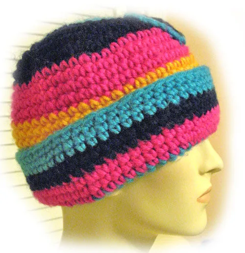 Women FUCHSIA PINK Yellow Orange BLUE Yarn CROCHET KNIT BEANIE Winter HAT Wrap