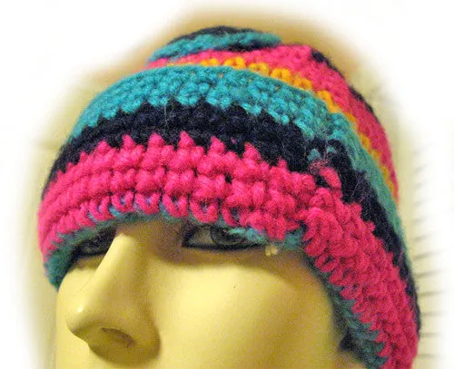 Women FUCHSIA PINK Yellow Orange BLUE Yarn CROCHET KNIT BEANIE Winter HAT Wrap