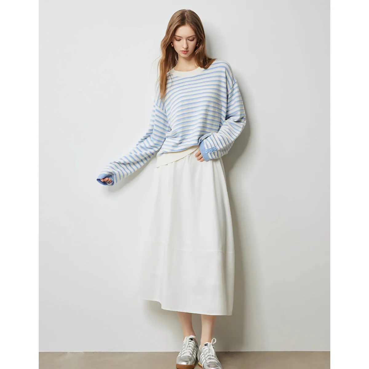 Women's Striped Knitted Sweater - Autumn Long Sleeve Pullover