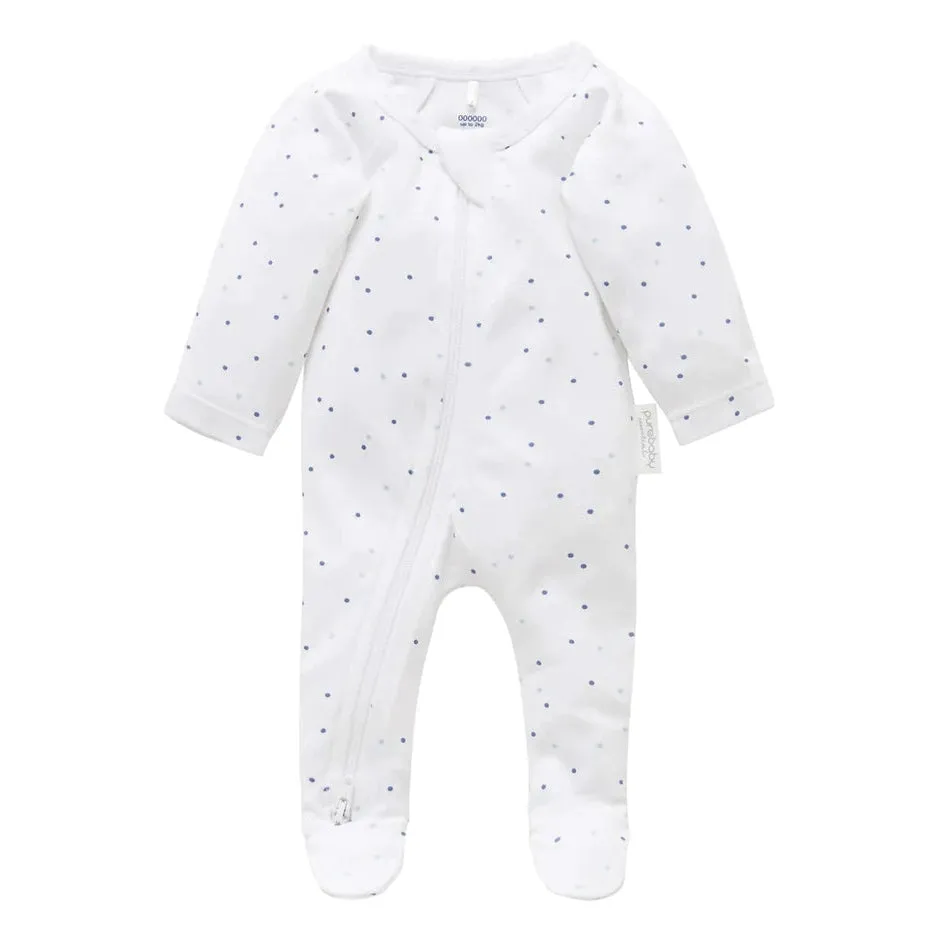 Zip Growsuit - Pale Blue Spot