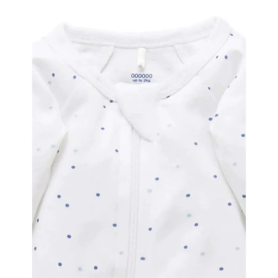 Zip Growsuit - Pale Blue Spot
